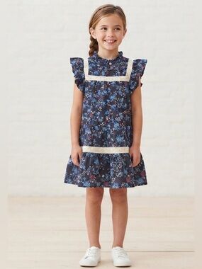 Sea New York Girls Floral Seersucker Lace-Trim Dress